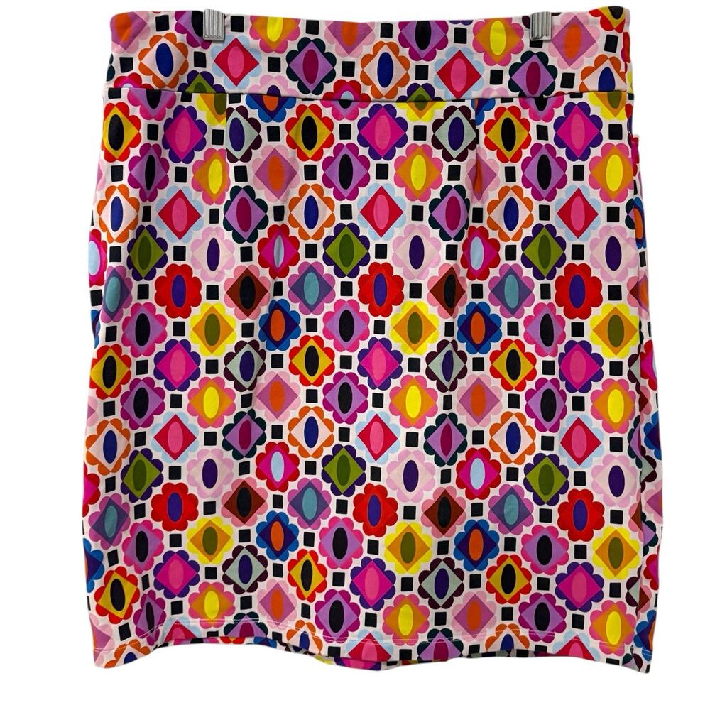Lesley Evers | Freya Skirt Floral Knee Length Modern Retro Bright- Size XL